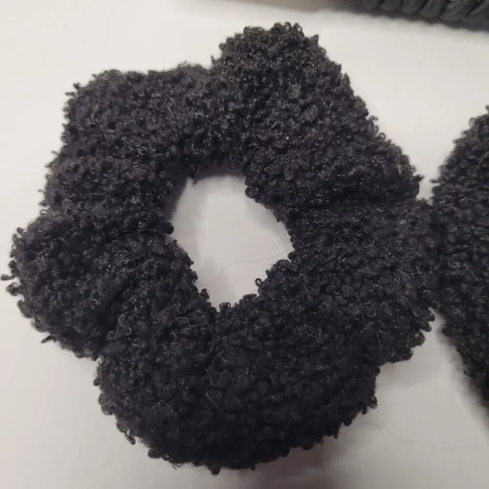Chic Black Fabric Scrunchies & Hair Tie Accessory Set